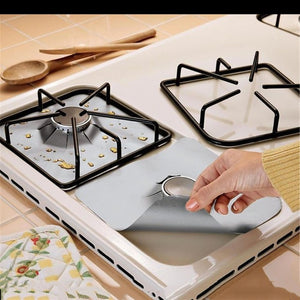 4pcs Glass Fiber Gas Stove Protectors - Reusable Gas Stove