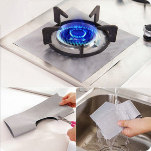 4pcs Glass Fiber Gas Stove Protectors - Reusable Gas Stove