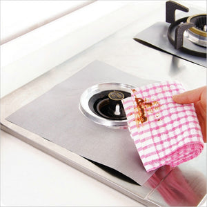 4pcs Glass Fiber Gas Stove Protectors - Reusable Gas Stove